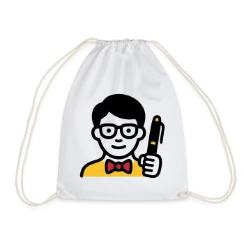 Lehrer Professor Brille Comic - Turnbeutel - Weiß - Vorne