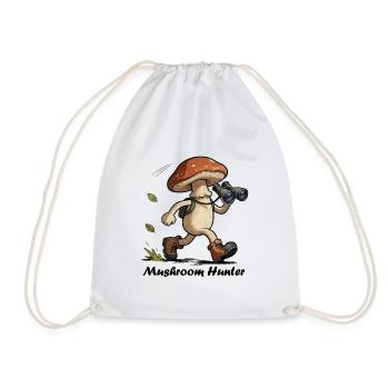 Champignon avec jumelles, chasseur de champignons - Sac de sport léger - blanc - Devant