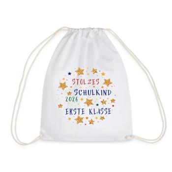 Stolzes Schulkind Erste Klasse 2026 - Turnbeutel - Weiß - Vorne