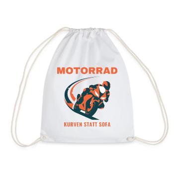 Motorrad Kurven Statt Sofa Biker Geschenk - Turnbeutel - Weiß - Vorne