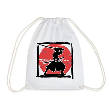 Samurai-Silhouette unter roter Sonne - Turnbeutel - Weiß - Vorne