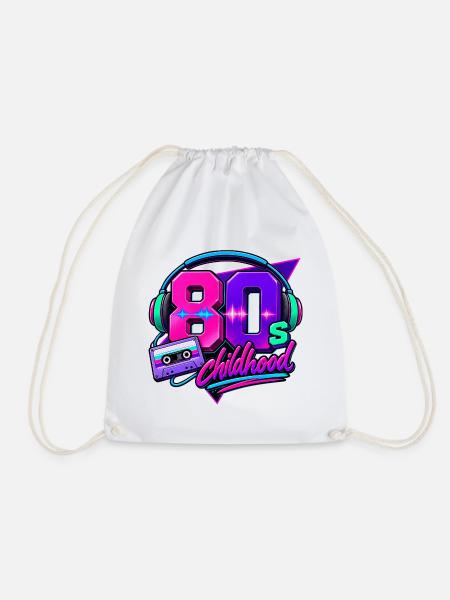 80s Kindheit Neon-Design mit Kopfhörern - Turnbeutel - Weiß