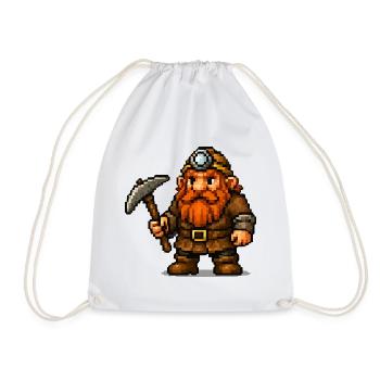 Pixel Zwerg mit Spitzhacke - Turnbeutel - Weiß - Vorne