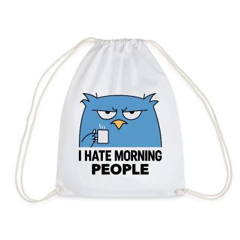 Grummelige Eule Kaffee Morgen - Turnbeutel - Weiß - Vorne