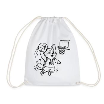 Niedliche Corgi-Basketballspieler-Übersicht - Turnbeutel - Weiß - Vorne