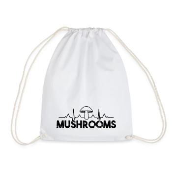 Mushrooms Heartbeat Vintage - Drawstring Bag - white - Front