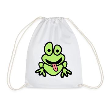 Frog with tongue - Drawstring Bag - white - Front