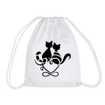 Katzen Herz Infinity Symbol Valentinstag Liebe - Turnbeutel - Weiß - Vorne
