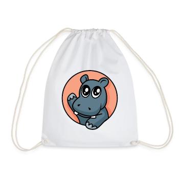 Hippopotame drôle - conception - Sac de sport léger - blanc - Devant
