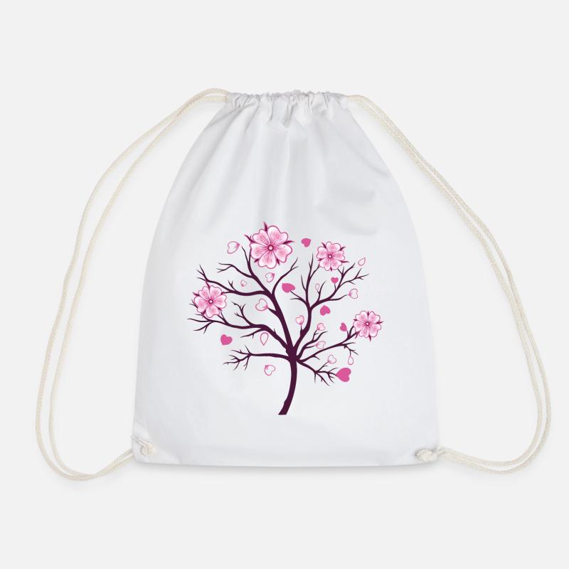 Cherry Blossom Blossoms Sakura Spring - Drawstring Bag - white