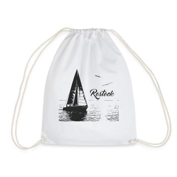 Rostock sailboat and 2 seagulls - Drawstring Bag - white - Front