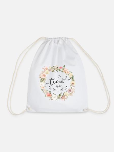 T-shirt EVJF Crown bohemian flower Team Bride - Drawstring Bag - white