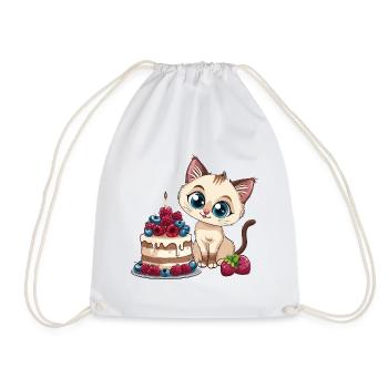 Tarte au chat Gâteau Bec sucré Grignotage Cuisson Sucré - Sac de sport léger - blanc - Devant