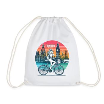 London Skyline Fahrrad Illustration - Turnbeutel - Weiß - Vorne
