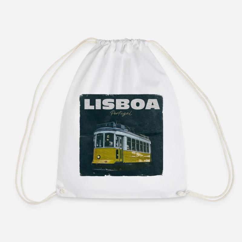 Lissabon Gelbe Straßenbahn Retro - Turnbeutel - Weiß