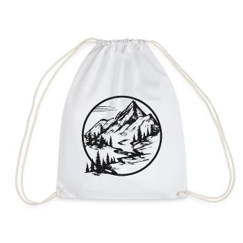 Mountain Landscape | Hiking trail | Hiking in the mountains - Drawstring Bag - white - Front