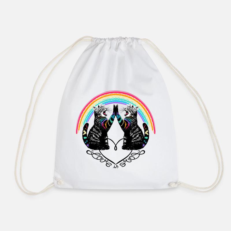 Katzen Regenbogen Love is Love Reflection - Turnbeutel - Weiß