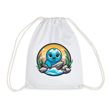 Little seal on rocks - Drawstring Bag - white - Front