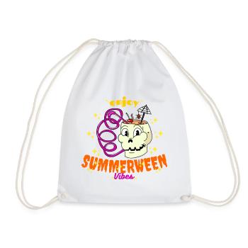 Genieße Summerween Vibes Funny Summer Skull Drink - Turnbeutel - Weiß - Vorne