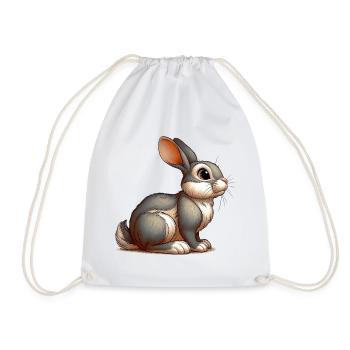 Rabbit - Drawstring Bag - white - Front