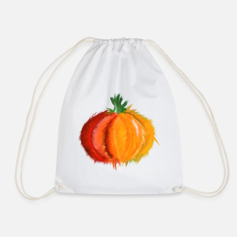 pumpkin - Drawstring Bag - white