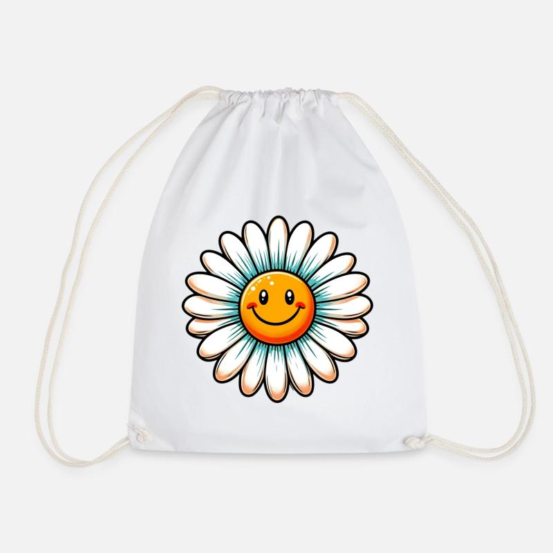 Daisy - Drawstring Bag - white