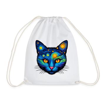 Cat - Drawstring Bag - white - Front