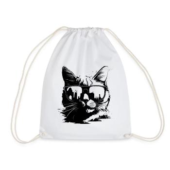 Chat avec des lunettes de soleil - Sac de sport léger - blanc - Devant