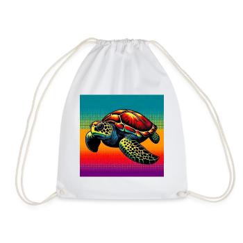 turtle - Drawstring Bag - white - Front