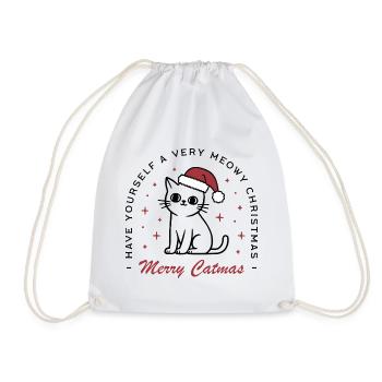 Christmas cat lovers funny merry Catmas - Drawstring Bag - white - Front