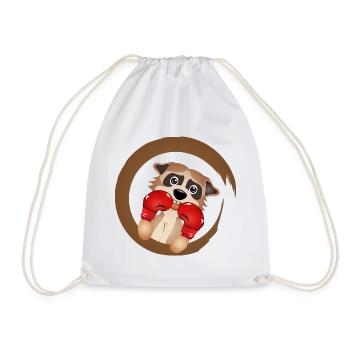 Meerkat Boxer Motif – Cute Boxing Champion - Drawstring Bag - white - Front