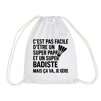Badminton – Super Papa Badiste - Sac de sport léger - blanc - Devant