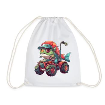 Piranha Fish Tractor Farmer - Drawstring Bag - white - Front
