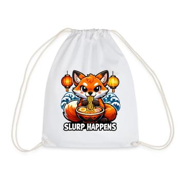 Ramen Fox Slurp Happens - Drawstring Bag - white - Front