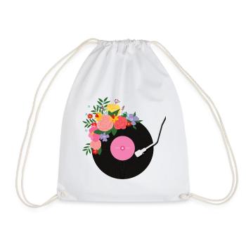 Disque vinyle fleuri - Sac de sport léger - blanc - Devant