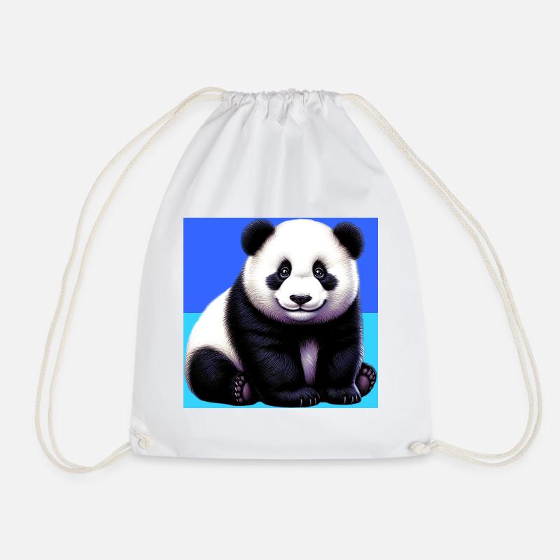 panda - Drawstring Bag - white