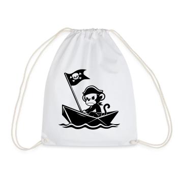 Singe pirate en colère dans le bateau - Sac de sport léger - blanc - Devant
