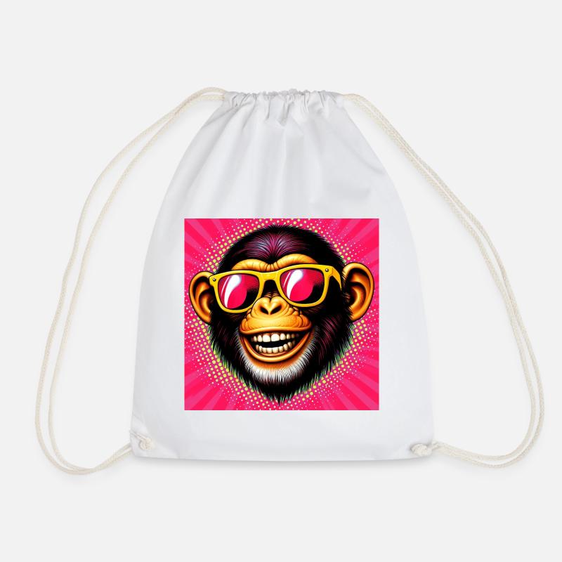 Chimpanzee Monkey - Drawstring Bag - white