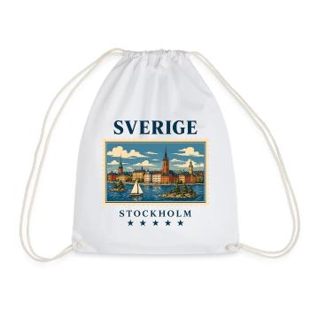 Schweden Stockholm Vintage Reisemarke - Turnbeutel - Weiß - Vorne