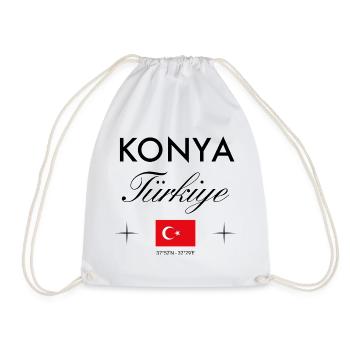 Konya Turkey Coordinates Travel Souvenir - Drawstring Bag - white - Front