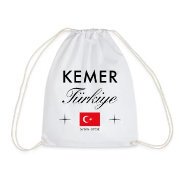 Kemer Turkey Coordinates Travel Souvenir - Drawstring Bag - white - Front