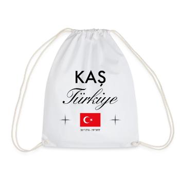 Kas Türkei Koordinaten Reise Souvenir - Turnbeutel - Weiß - Vorne