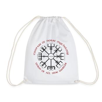 Vegvisir Wikinger Kompass Neun Welten Dunkelrot - Turnbeutel - Weiß - Vorne