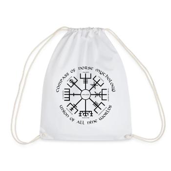 Vegvisir Wikinger Kompass Neun Welten Schwarz - Turnbeutel - Weiß - Vorne