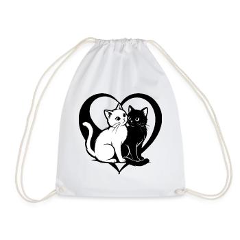 ❤ 🐱 Gatti Innamorati – Amore felino con cuore 2 - Turnbeutel - Weiß - Vorne