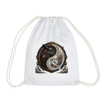 Steampunk Yin Yang Eule - Turnbeutel - Weiß - Vorne