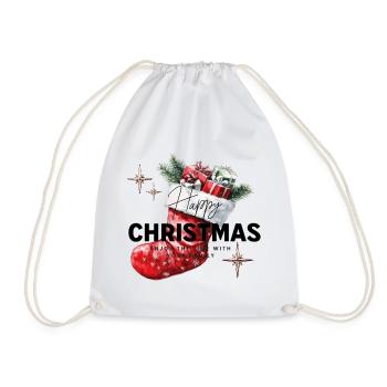Happy Christmas - Stiefel - Turnbeutel - Weiß - Vorne