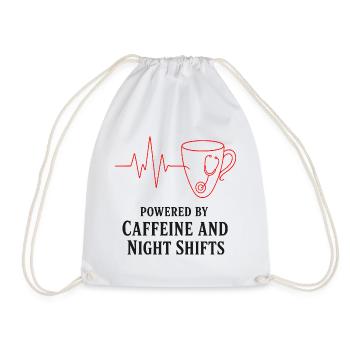 Kaffee und Nachtschichten - Turnbeutel - Weiß - Vorne