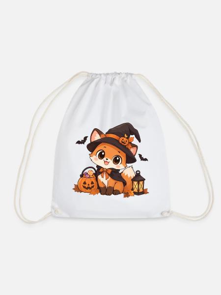 Süßer Kawaii Fuchs als Hexe - Turnbeutel - Weiß