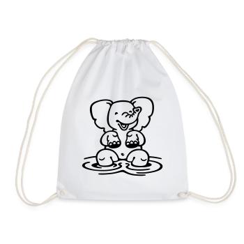little elephant (a) - Drawstring Bag - white - Front